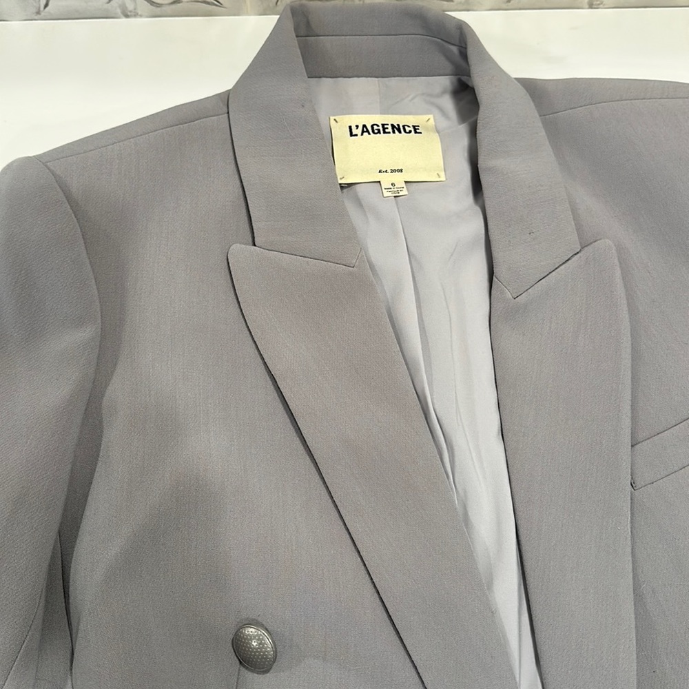 Gray L’AGENCE blazer with silver buttons size 6